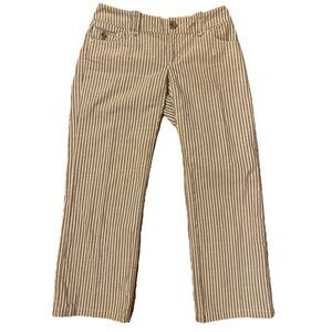 Morrisey Y ? Cropped Striped Pant - 6 tan /cream striped , short cut , c…